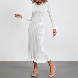 Elegant White Knit Dress